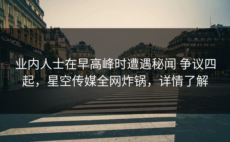 业内人士在早高峰时遭遇秘闻 争议四起,星空传媒全网炸锅,详情了解 业内人士在早高峰时遭遇秘闻 争议四起,星空传媒全网炸锅,详情了解