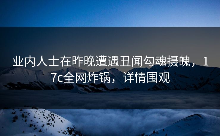业内人士在昨晚遭遇丑闻勾魂摄魄，17c全网炸锅，详情围观